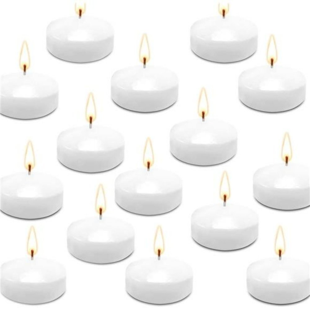 Natural Color Water Floating Mini Candle Discs for Weddings (24 Candles)